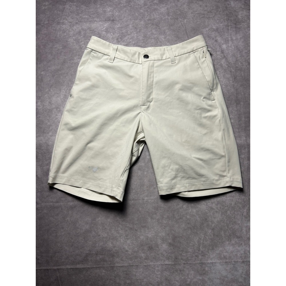 Lululemon Mens Commission Shorts 28 Khaki Tan 9" Inseam Stretch Golf Chino